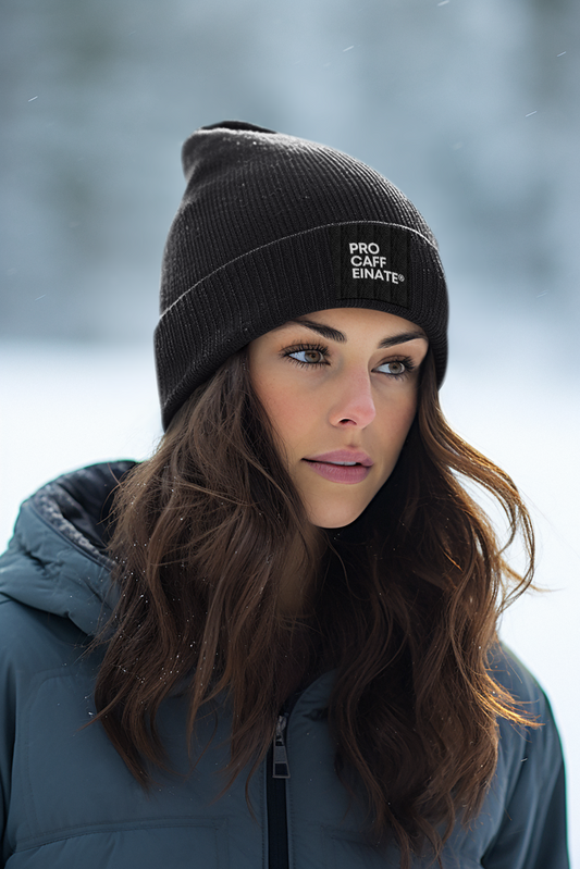 Embroidered ribbed knit beanie